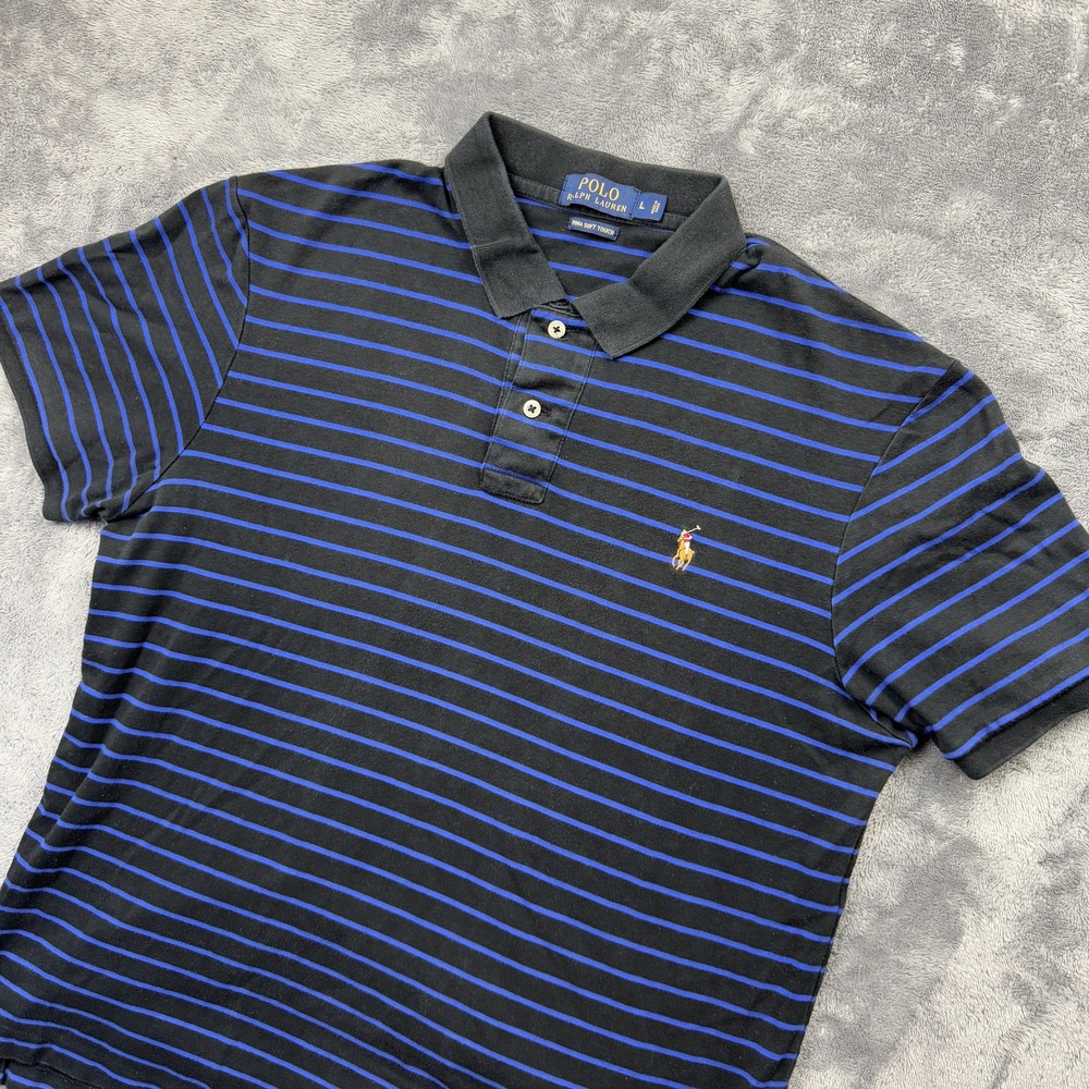 Polo Ralph Lauren Polo Shirt Mens Large Striped Pima‎ Soft Touch Classic Rugby